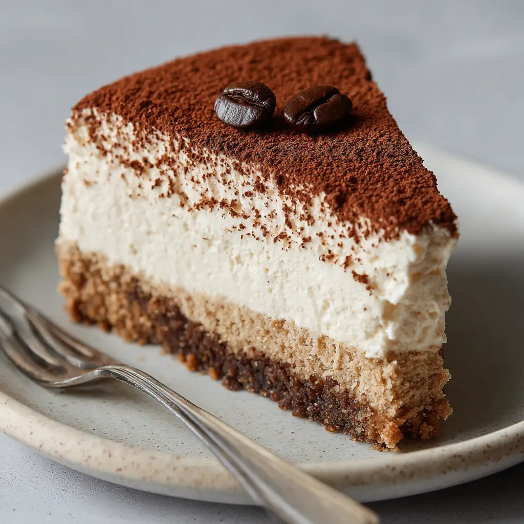 Vegan Tiramisu Cheesecake with Espresso and Cocoa