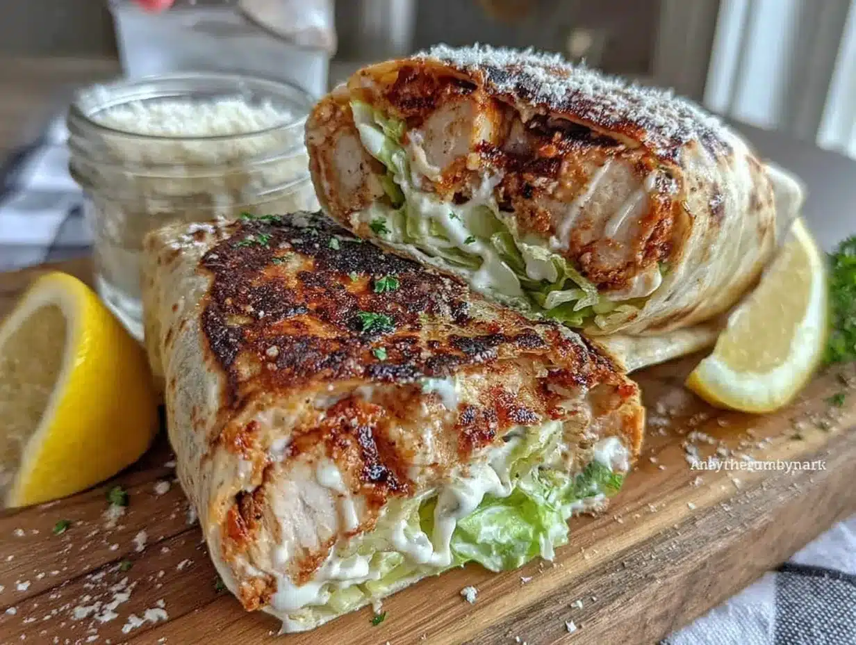 Chicken Caesar Wrap with Crunchy Romaine and Parmesan