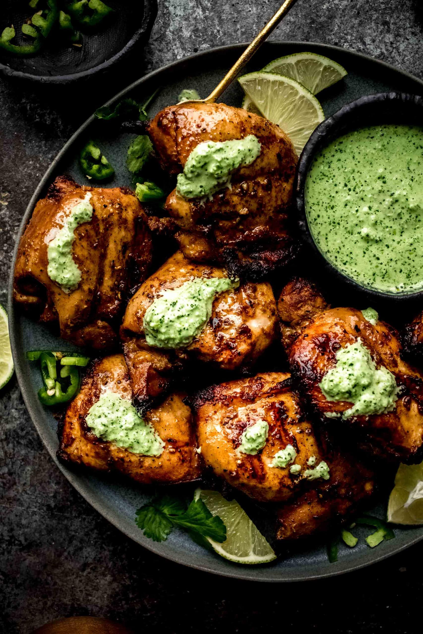 Peruvian Chicken with Creamy Jalapeño Cilantro Green Sauce