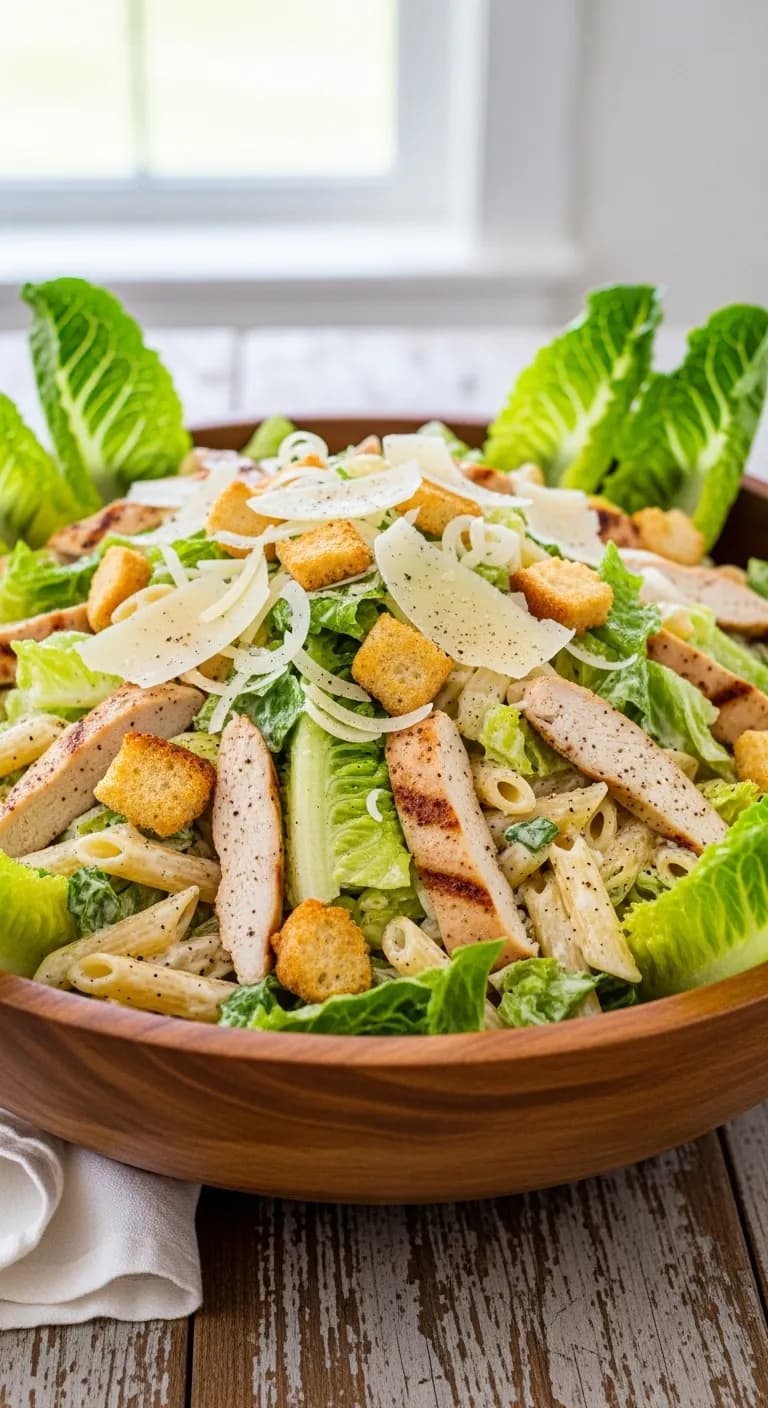 Chicken Caesar Pasta Salad with Crunchy Romaine: A Satisfying Lunch Bowl