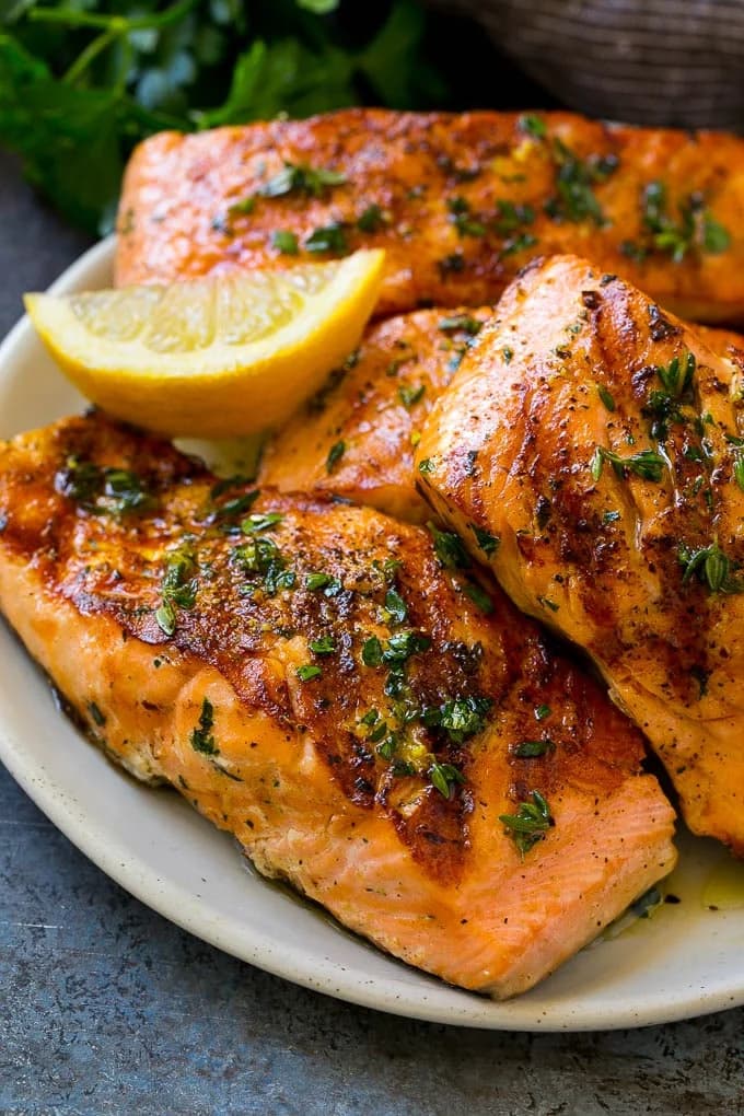 Marinated Salmon with Garlic, Herbs, and Lemon Zest